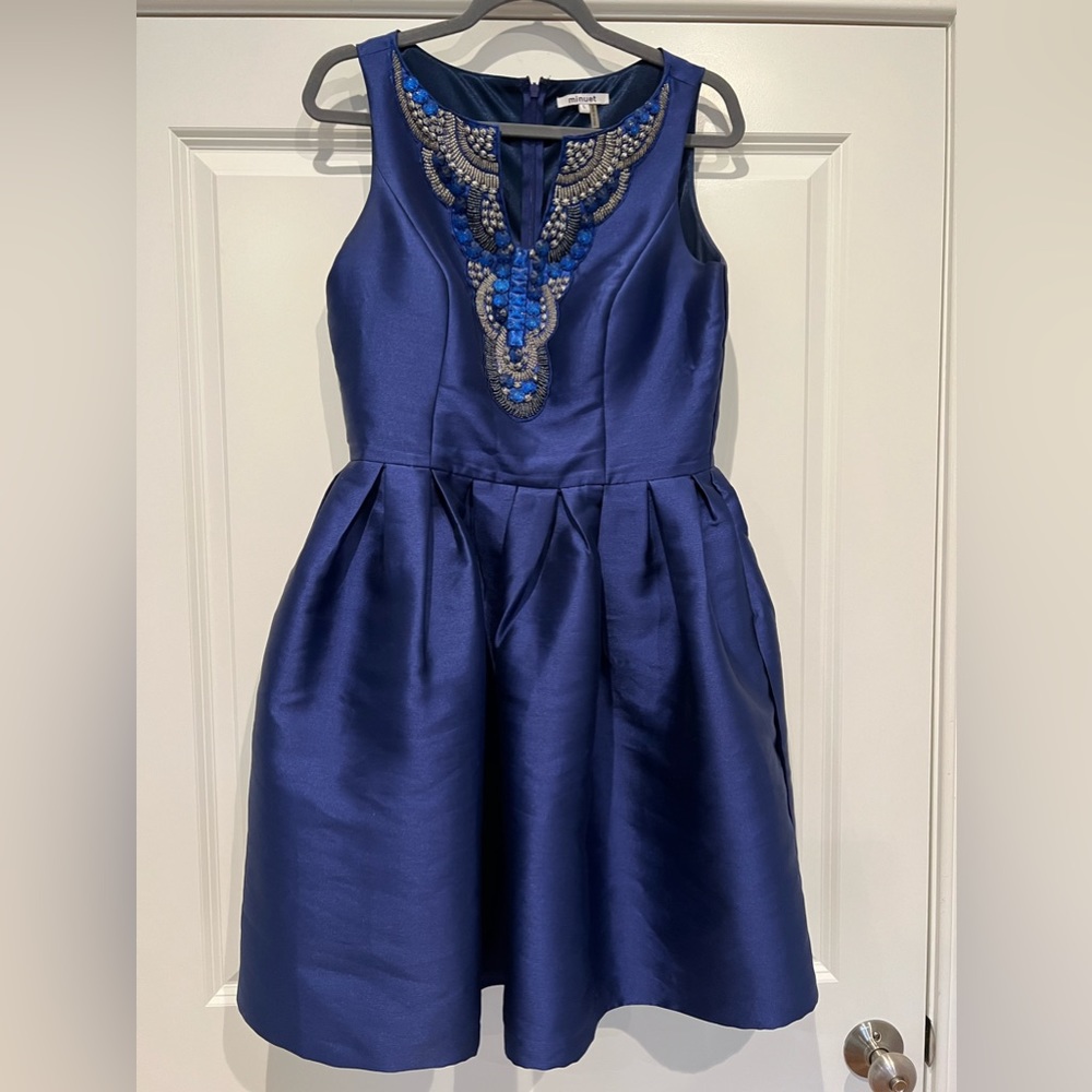 Royal blue embellished fit and flare dress from LULUS size L